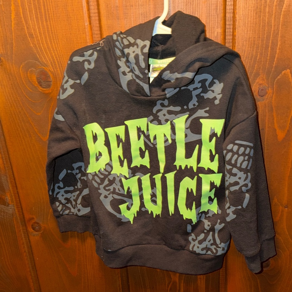 Kids Black and Green Beetle Juice Hoodie